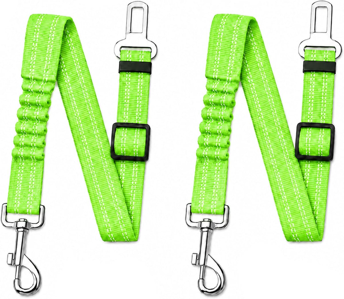 Dog Seat Belt 2Pcs, Retractable Pet Car Harness - Neon GreenGreen