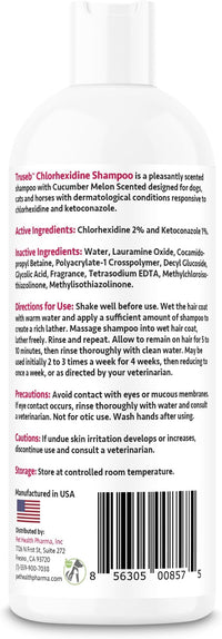 Truseb Topical Ketoconazole and Chlorhexidine Shampoo for Dogs, Cats & Horses with Aloe Vera and Conditioner(USA) (Ketoconazole & Chlorhexidine Shampoo, 16 oz)