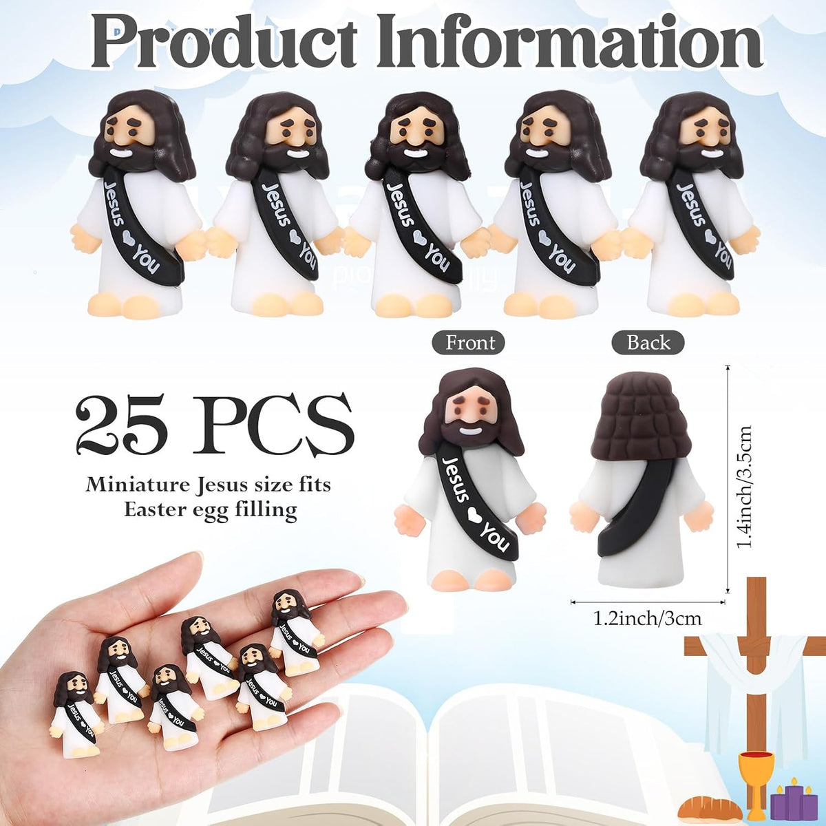 Bememo 25 mini Jesus figures in multicolor rubber, little figurines in robes - view 26