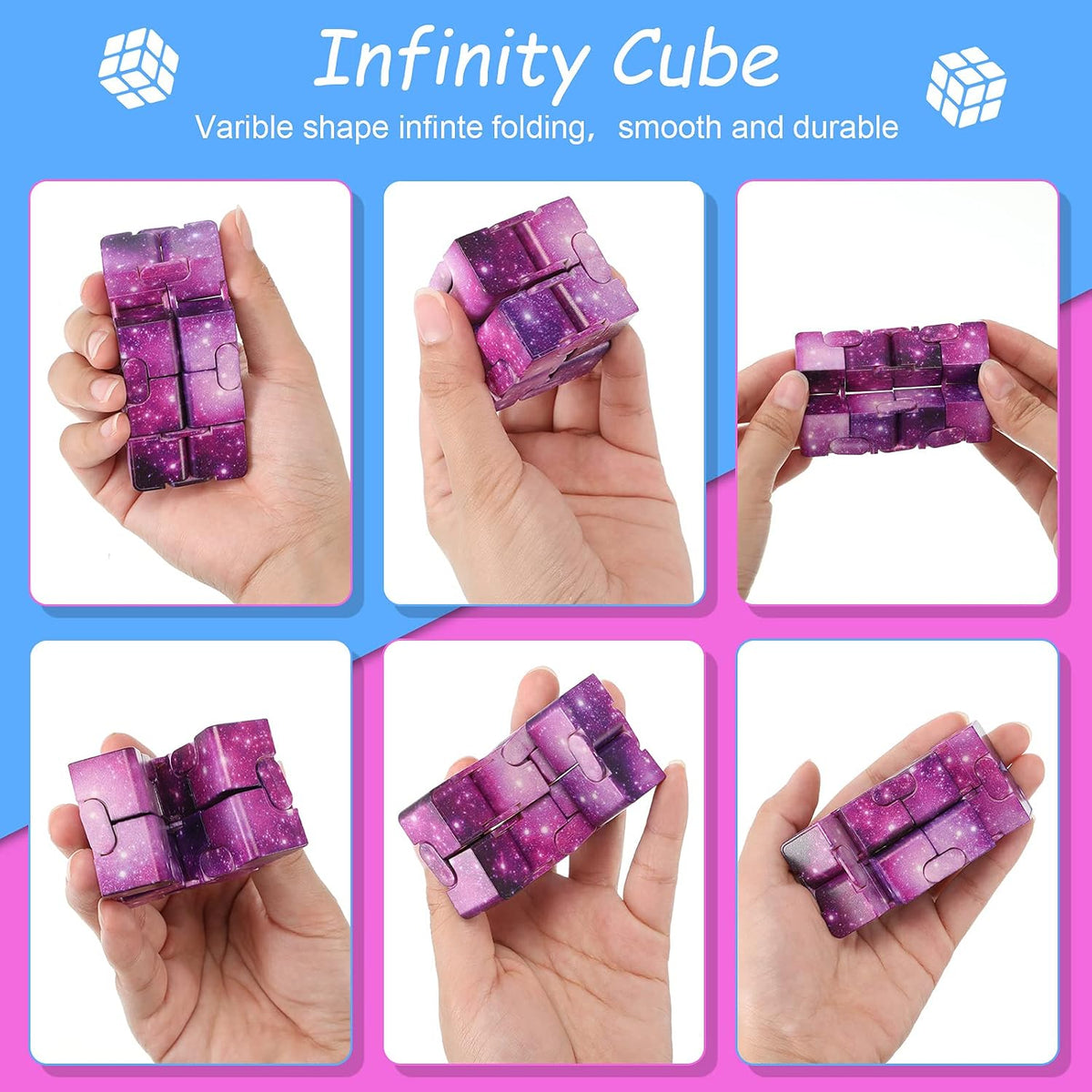 Zhanmai 20 Pieces Galaxy Infinity Cube Fidget Sensory Toy - 10 / Fresh Style - image 3