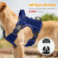 Heavy-Duty Tactical Dog Harness for Large Dogs, No Pull Adjustable Reflective Pet Vest with Molle System, K9 Military-Grade Control for Service Training, Outdoor & 10+ Breeds, Dazzling Blue, Medium