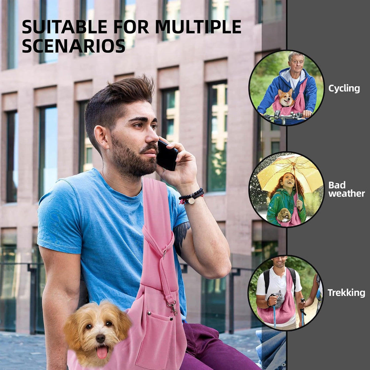 ARZQUT Dog and Cats Carrier Sling - Pink - image 2