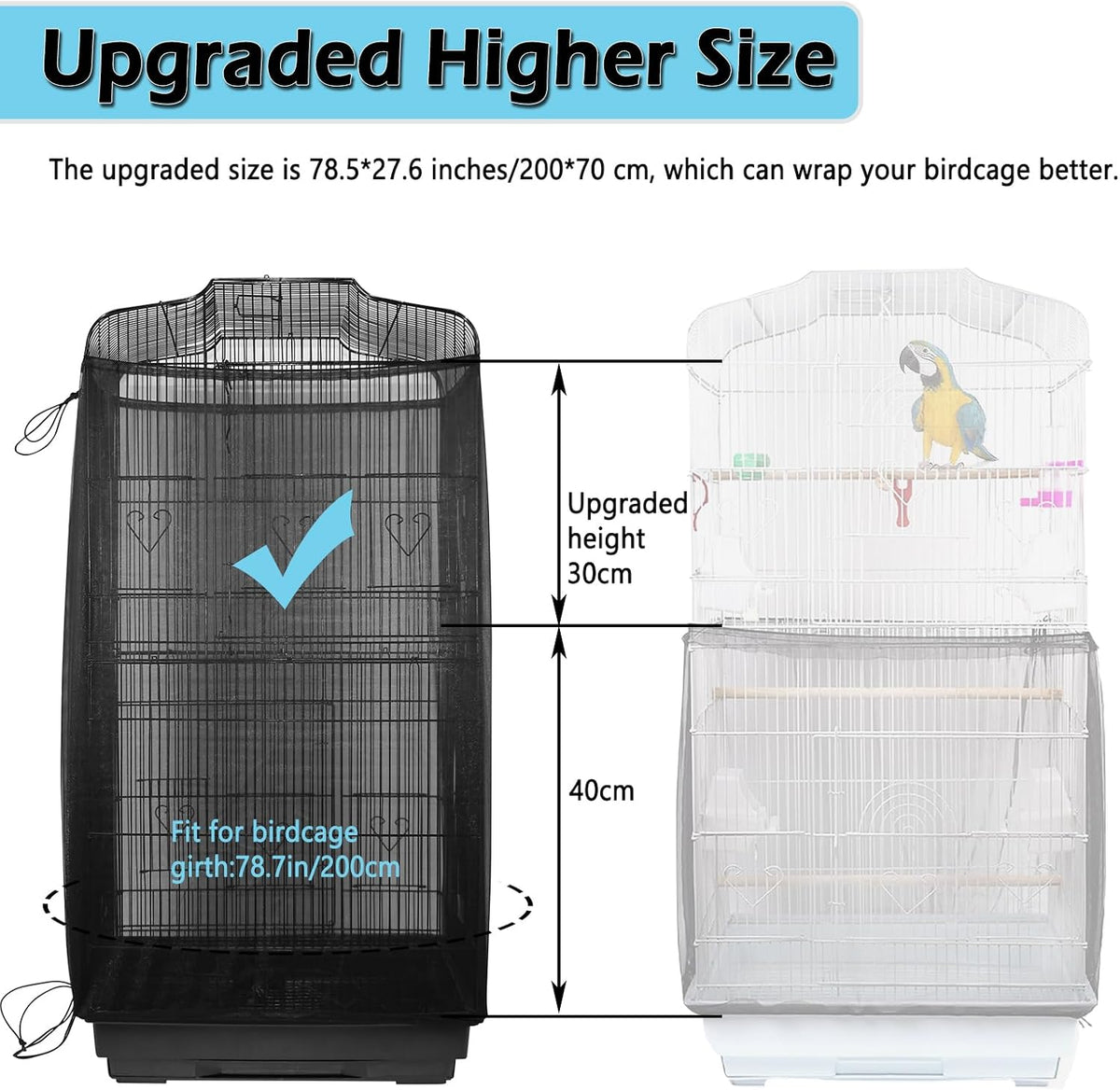 Large Bird Cage Seed Cather - 78.5*27.6in-black - image 2