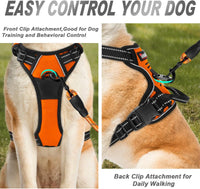 BARKBAY Dog Harness No Pull for Large Dogs Front Back Clips - Medium(Chest:22.5-28") / Orange - image 2