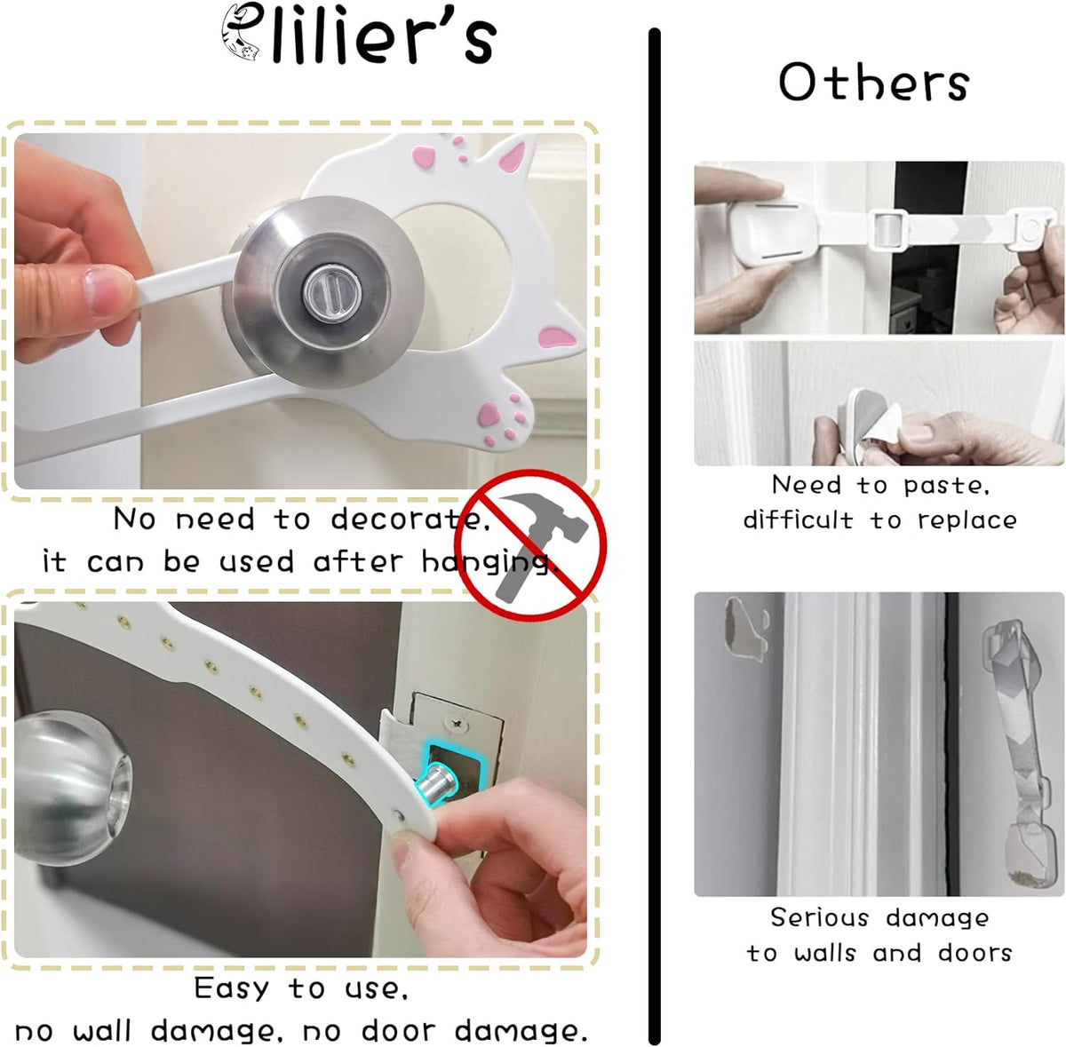 Cat Door Latch Holder, 8 Adjustable Sizes Flexible Cat Door Stopper – Essentials for Cats - 1*white - image 3