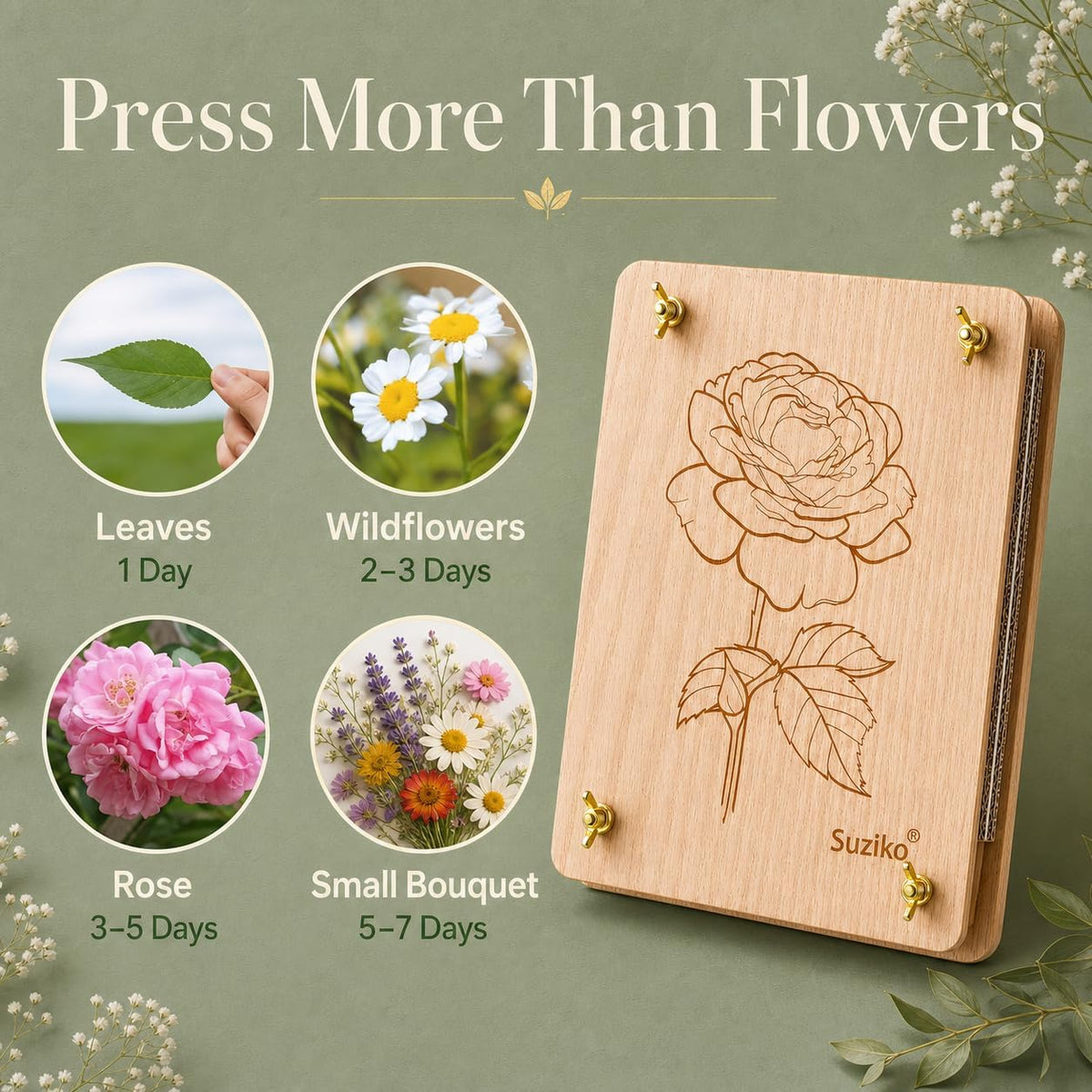 Suziko Large Flower Press Kit 10.8 x 6.9 inch for Adults - Rose 10.8" x 6.9" - image 3