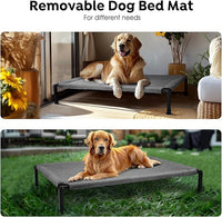 Veehoo Soft Plush Elevated Dog Bed - Raised Pet Bed with Heavy Duty Frame, Non-Slip Silicon Feet, Washable & Breathable Pet Cot, Indoor/Outdoor Use, 41" x 27", Grey, CWC2432A
