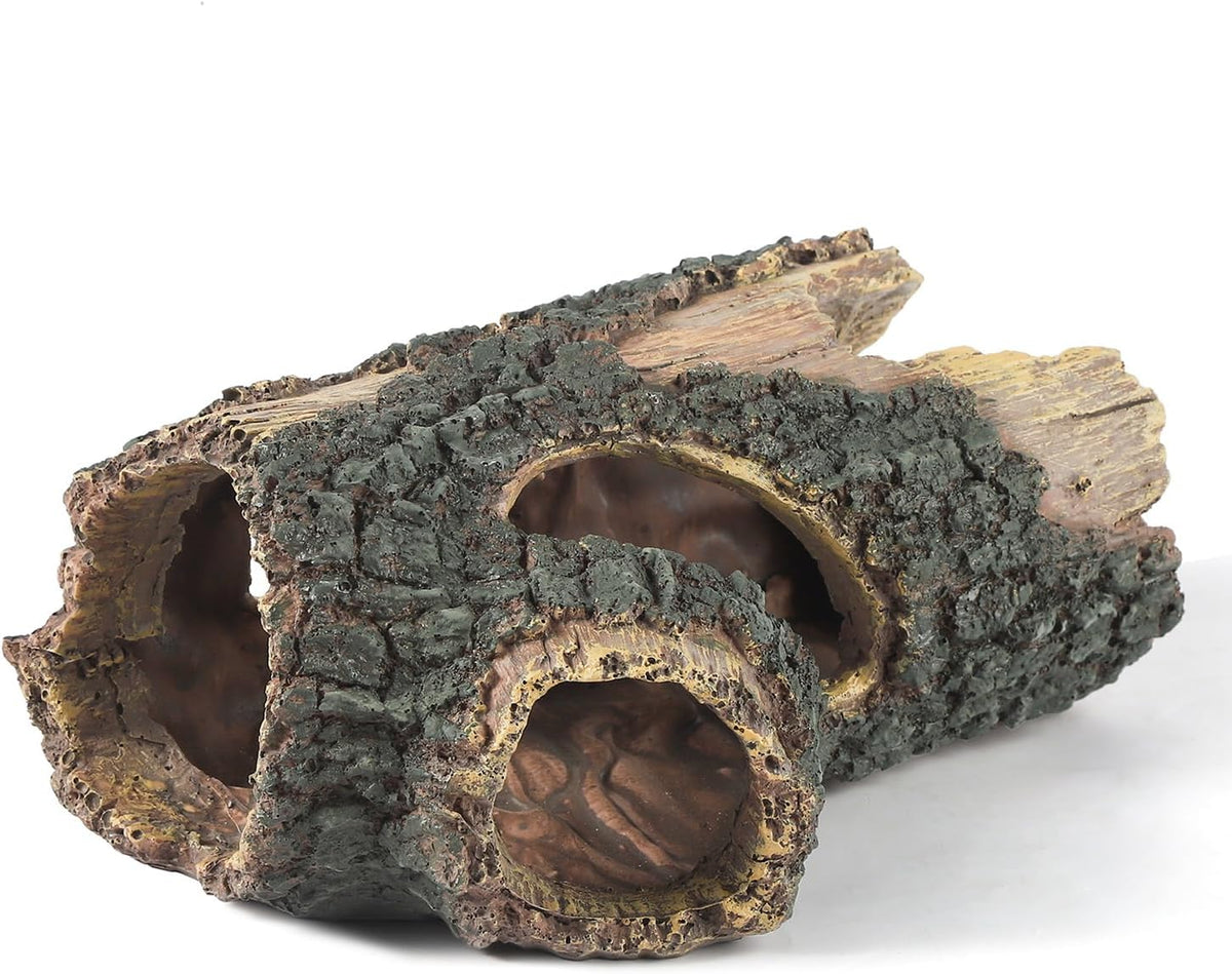 IBWell Aquarium Wood Fish Tank Decorations，Resin Fake Logs Terrarium - 8.3"*3.5"*15.9"