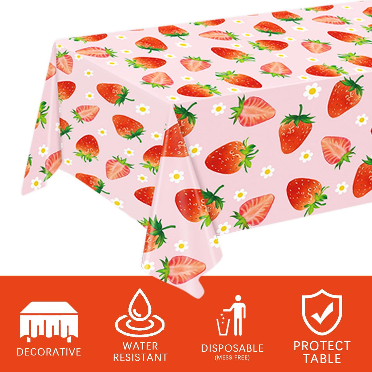 LINHAXM 3 Pack Brown Wood Grain Tablecloths - Strawberry - image 3