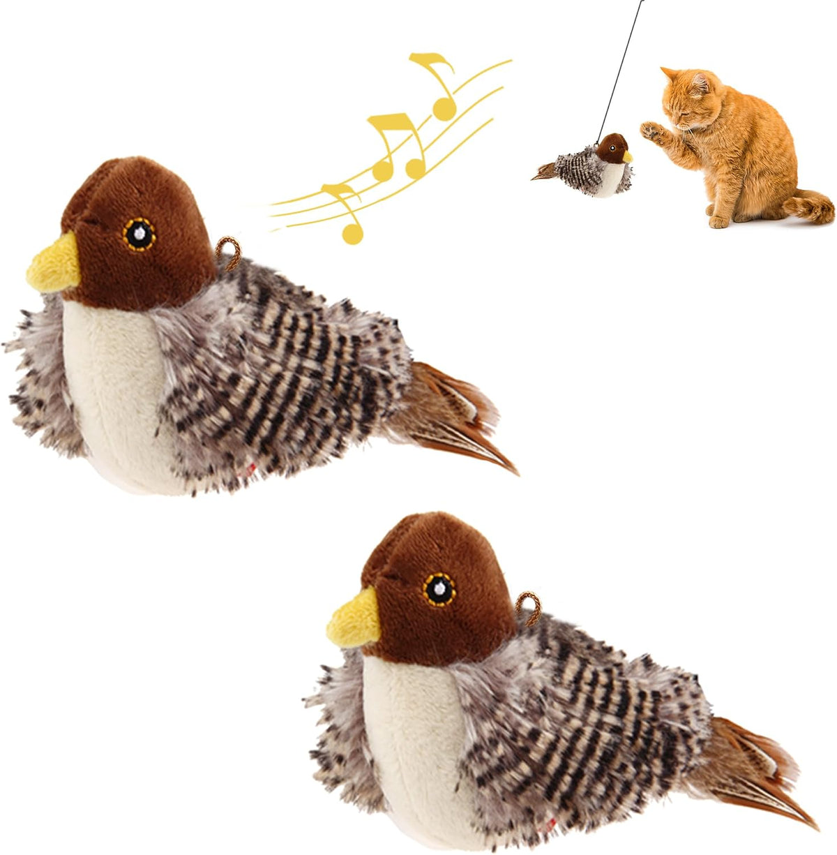 GiGwi Interactive Cat Toys Squeaky - 2 Pack of Birds