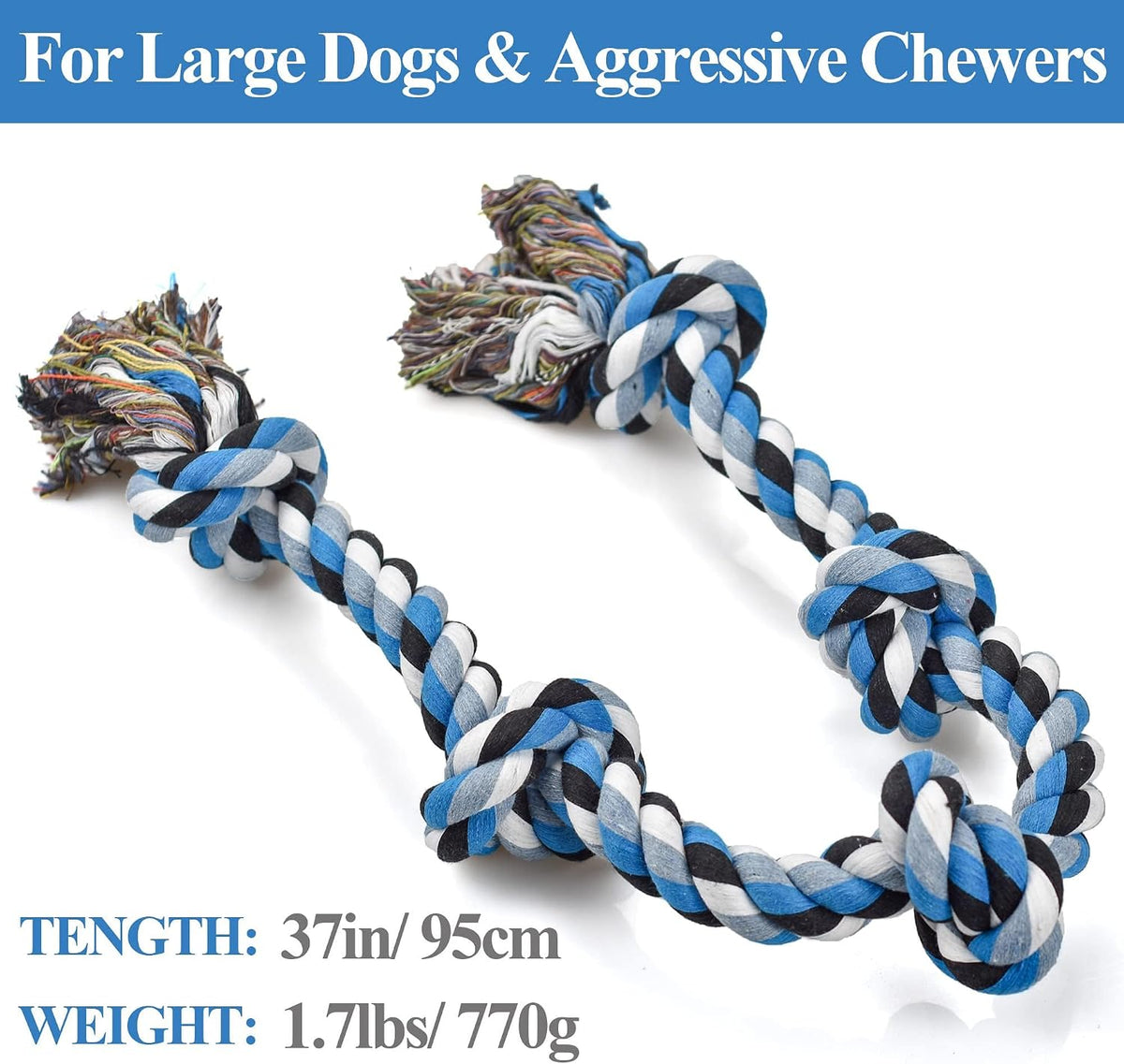 LECHONG Dog Toys for Aggressive Chewers Tough Rope Chew Toys - 1pack - image 2