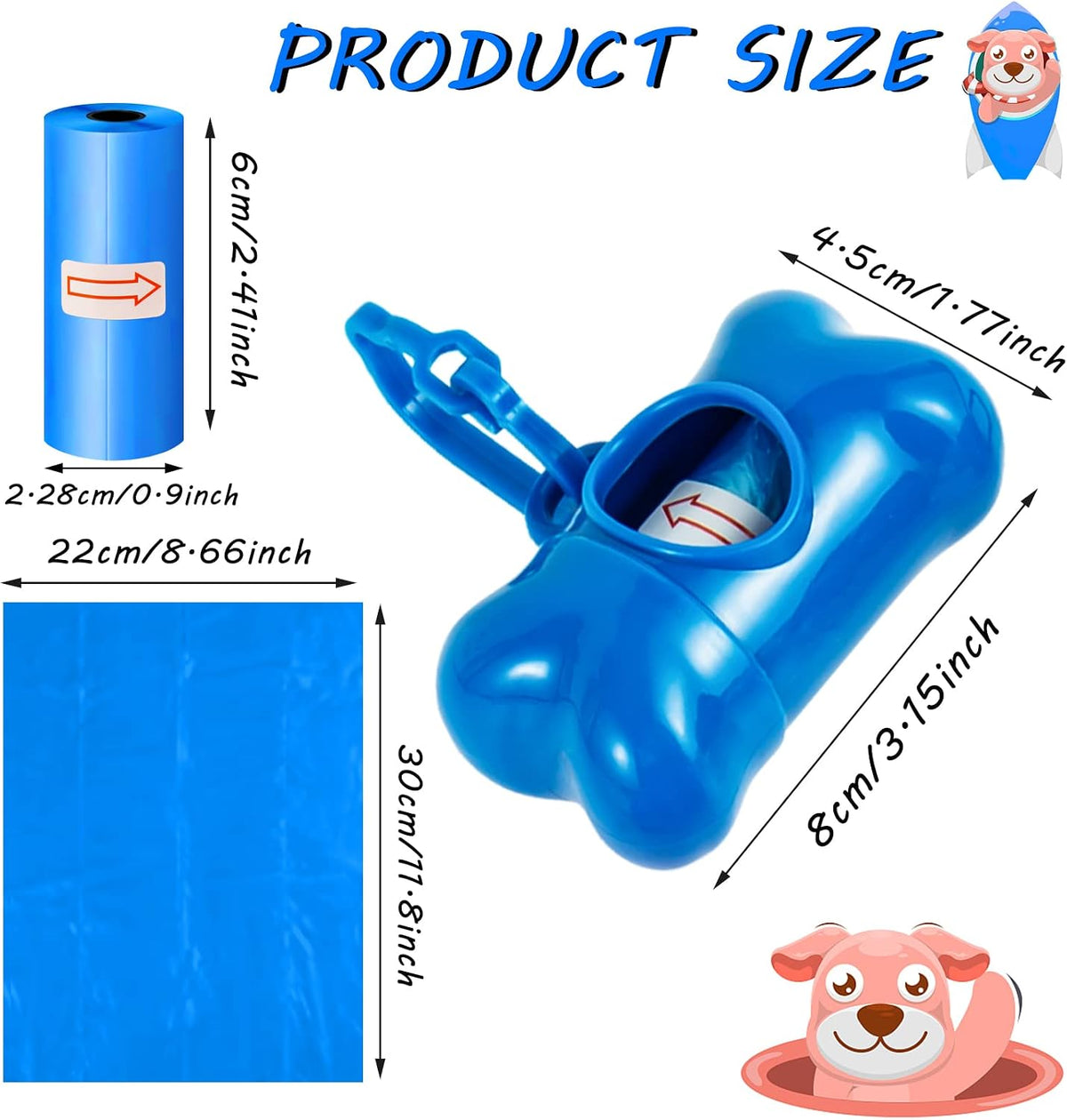 10 Pack Bone Shaped Poop Bag Dispenser Pet Waste Disposal Bag - Random Color (80 Pack) - image 2