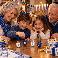 The Dreidel Company Bulk Solid Blue & White Wooden Hanukkah Dreidels - 50-Pack - image 2