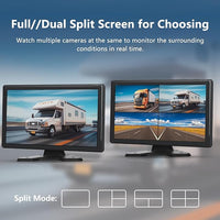 4 Channel Backup Camera System,Touchable 10.26 inch Monitor with DVR Stereo, 64GB Card, IP69 Waterproof, Nightvision 1080P Backup Camera for RV/Truck/Trailer Pickup,Rear Side Front Wired System