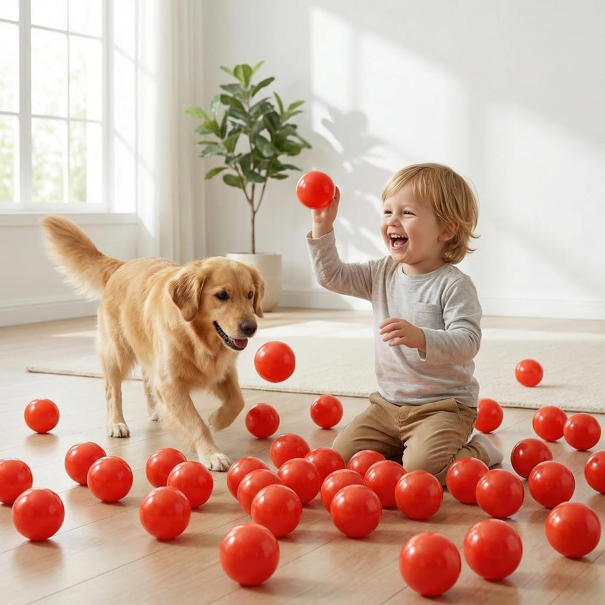 Clear Ball Pit Balls - Crush Proof Plastic Toy Balls for Boys and Girls – Fun for Kids & Family - 100 PACK / Red - image 4