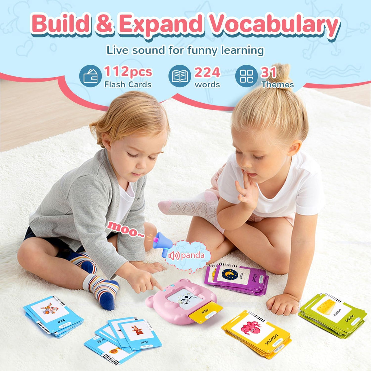 Spanish & English Talking Flash Cards for Toddler - Pink / Spanish & English (224 Words) - image 4