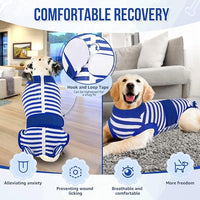 Lukovee Recovery Suit for Dogs - Zipper Onesie for Female & Male Dogs, Abdominal Wounds Cone E-Collar Alternative, Prevent Licking - Spay Recovery Suit (Small, Blue & White)