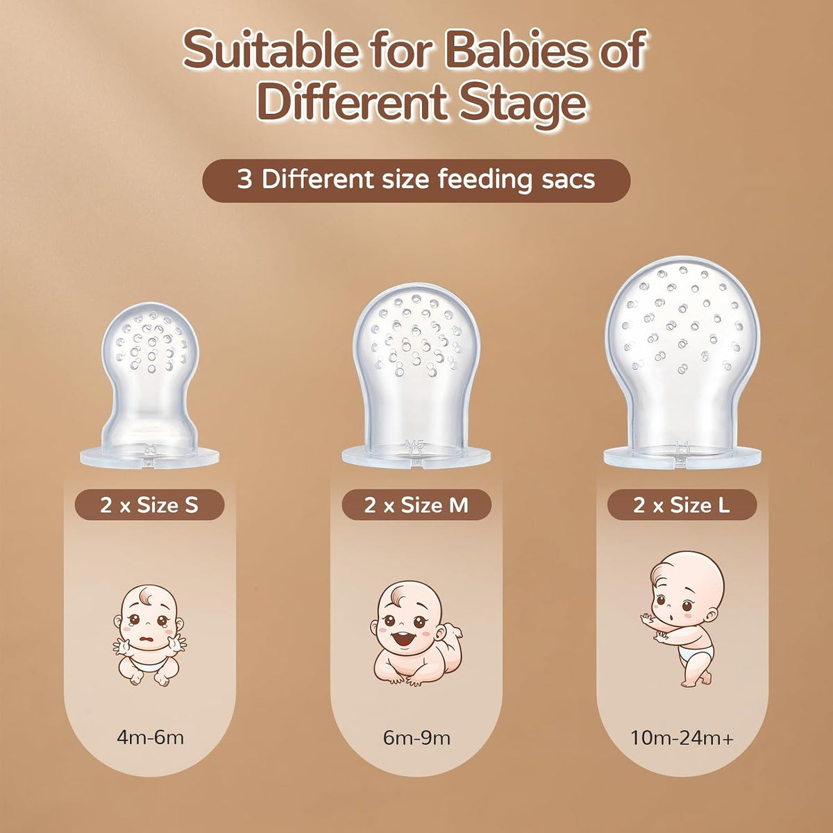 2 Pack Silicone Baby Fruit Feeder with Mini Freezer Tray - Brown - image 3