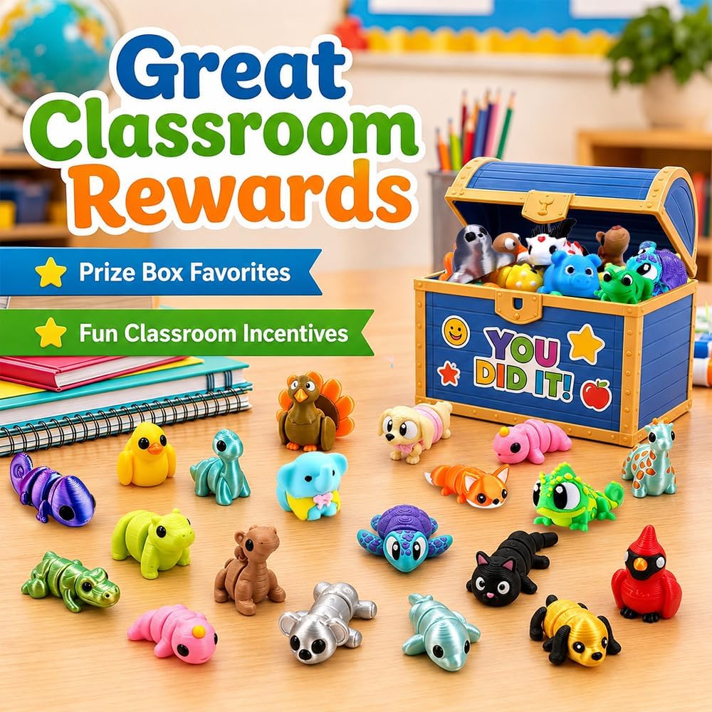 JOICEE 24Pcs 3D Printed Dinosaur Animals Mini Dinosaur Toys – Fun for Kids & Family - Cyan - image 4