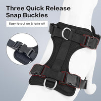 Wisedog Mesh Breathable Dog Harness: No Pull Harness with 3 Fast-Release Buckles Adjustable for Walking & Training for Small Medium Large Dogs (Black, L: Neck=20"-25"/Chest=17"-33")