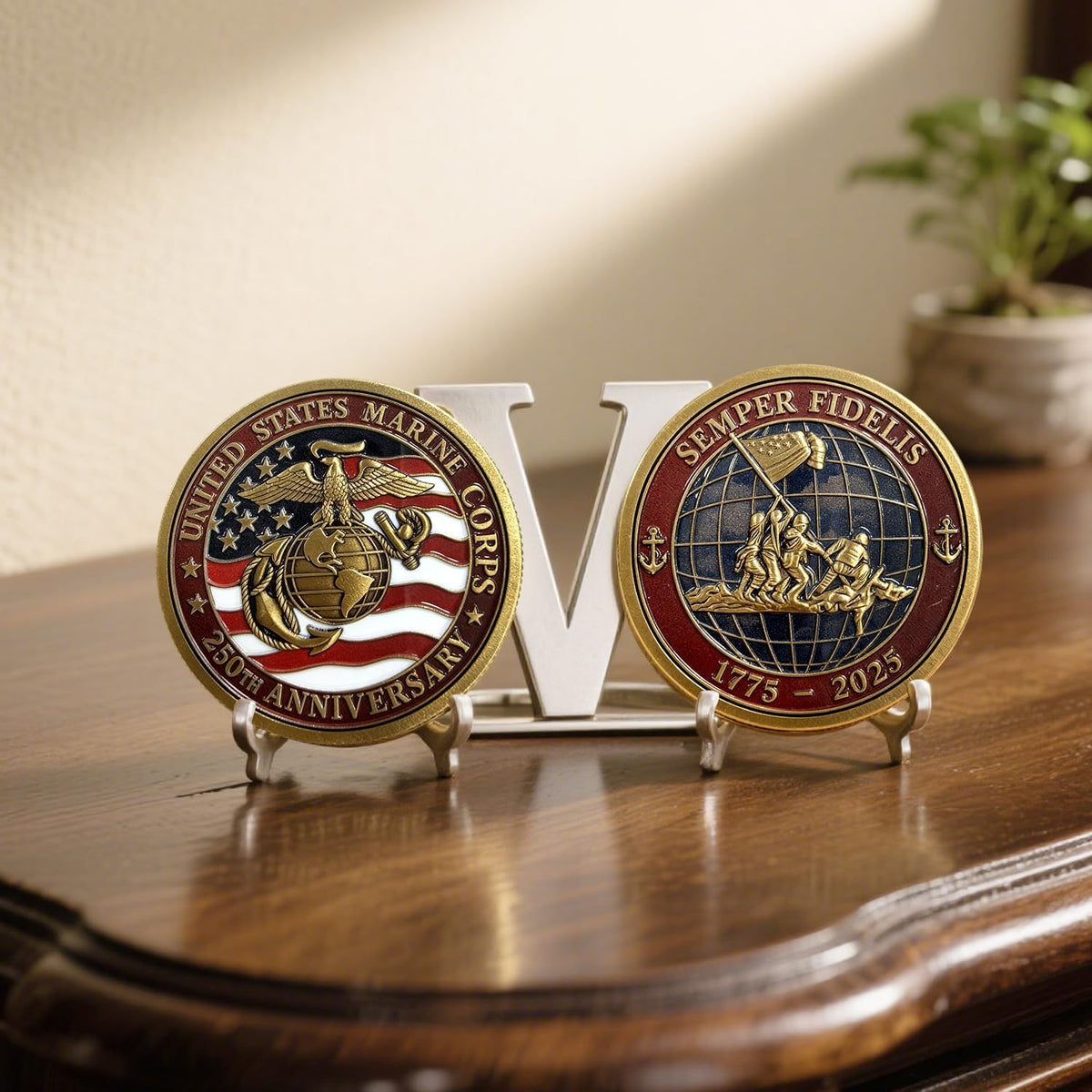 Lastikor 2 inch Marine Corps 250th anniversary coin in copper color - view 5