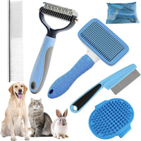 Bath Grooming Kit for Pets, Hair Brush Set with Towel - 6-Blue