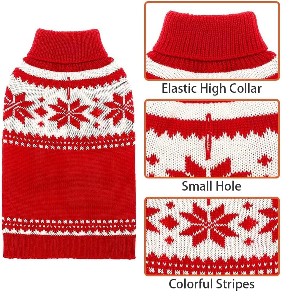 Dog Sweater - Winter Coat Apparel Clothes with Colorful Stripes for Cold Weather – Essentials for Dogs - Small / Single Red - image 3