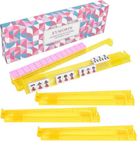 Premium Clear Mahjong Racks with Pushers - Yellow