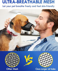 Dog Muzzle, Soft Air Mesh Muzzle for Small Medium Large Dogs Anti Biting Barking Chewing, Breathable Drinkable Adjustable Loop Pets Muzzle for German Shepherd Husky Labrador Retriever (Black,M)