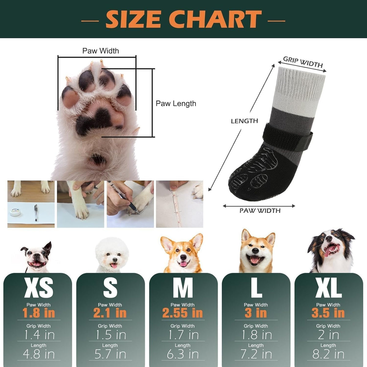 Anti Slip Dog Socks to Prevent Licking Paws with Grippers Black – Essentials for Dogs - Black / XX-Large - image 2