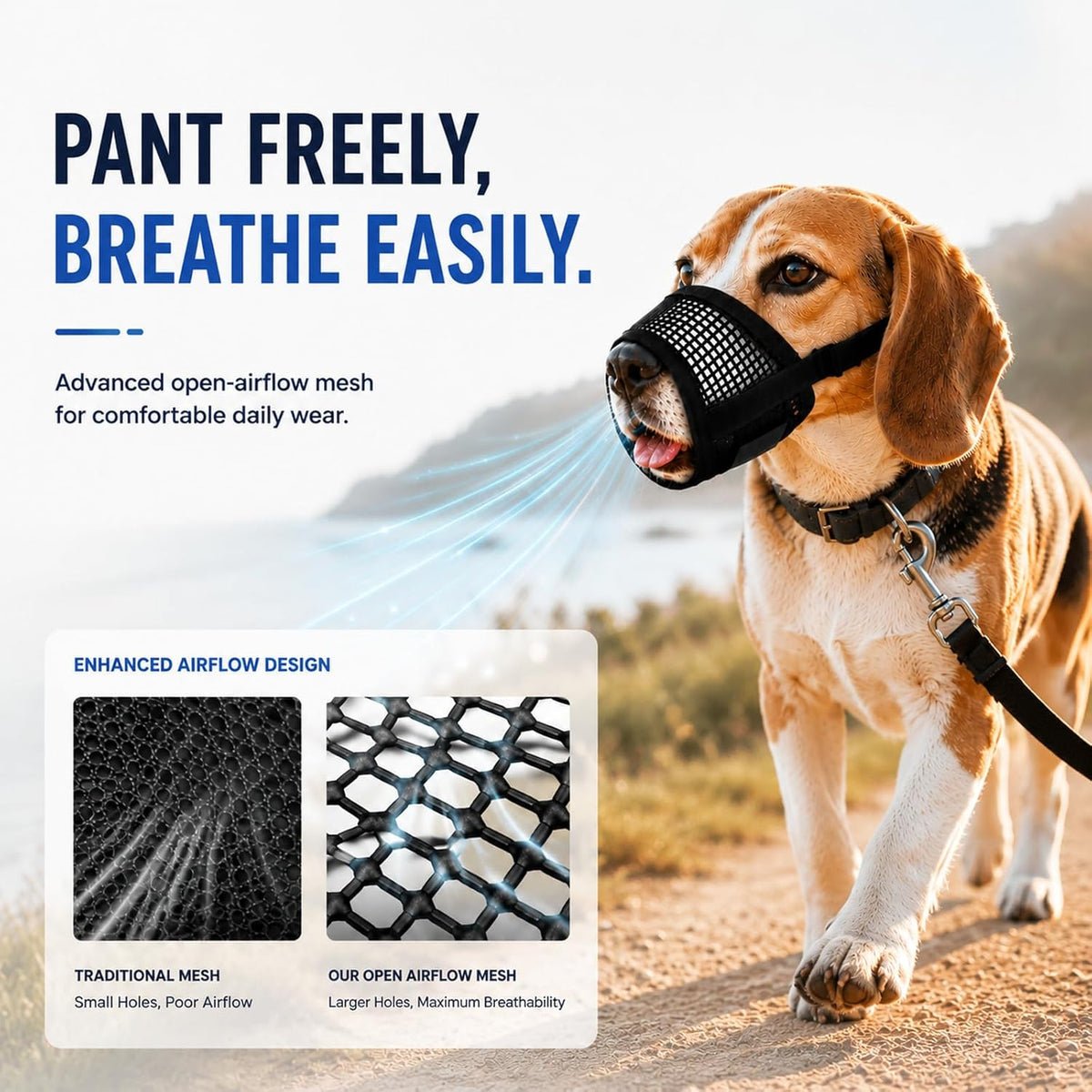 Dog Muzzle, Soft Air Mesh Muzzles for Large Sized Dogs - Black / M - image 2