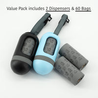 SVD.PET Dog Poop Bag Dispenser, Waste Bag Retractable, Black – Essentials for Dogs - 2-Pack -Black/Columbia Blue - image 2