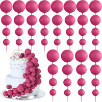 48 Pcs Balls Cake Topper Decorations Balloon Cupcake Toppers Foam - B07-hot Pink