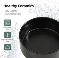Ceramic Raised Dog and Cat Bowl Set, 2 Heights Elevated Stand, Food and Water Bowl for Small Breed Dogs, Cats, Kitty, Weighted Dog Dishes, Pet Bowls(5.1'',13.5oz, Black)