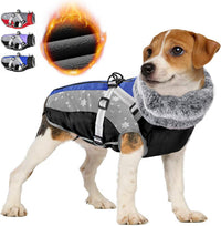 SlowTon Dog Jacket with Harness - Blue & Black / Large (Chest 21.0"-24.2")