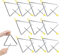 6 Inch Musical Steel Triangle Percussion Instrument With Striker – Fun for Kids & Family - 10 Packs(6 Inch)