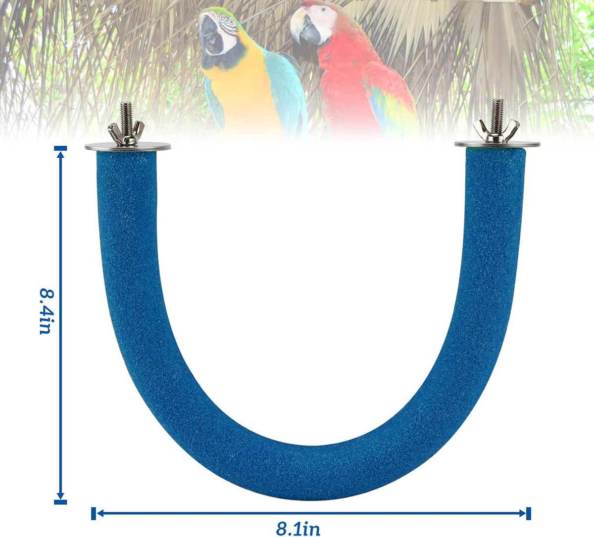 U-Shaped Large Parrot Perch, Quartz Bird Perch for Cage – Essentials for Birds - X-Large / Blue - image 2