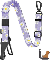 Pawaboo Dog Seatbelt for Car, Dog Seat Belt Bungee, Shockproof Dogs Tether for Car with Buckle & Hook Latch, Adjustable Reflective Dogs Cars Harness Leash with 360° Lockable Buckle, Light Purple