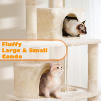 Yaheetech 62.5in Cat Tree with 2 Cat-Ear Perches & 2 Condos - 62.5in / Beige - image 4