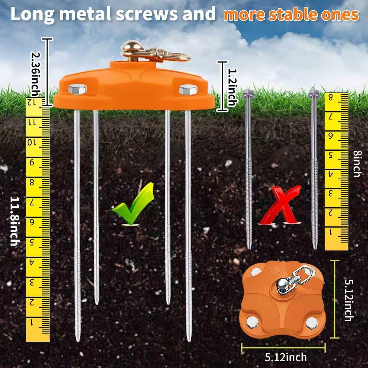 Heavy Duty Dog Tie Out Stake for Outside - Dog Stake + 2X20ft Cable/200lbs - image 2