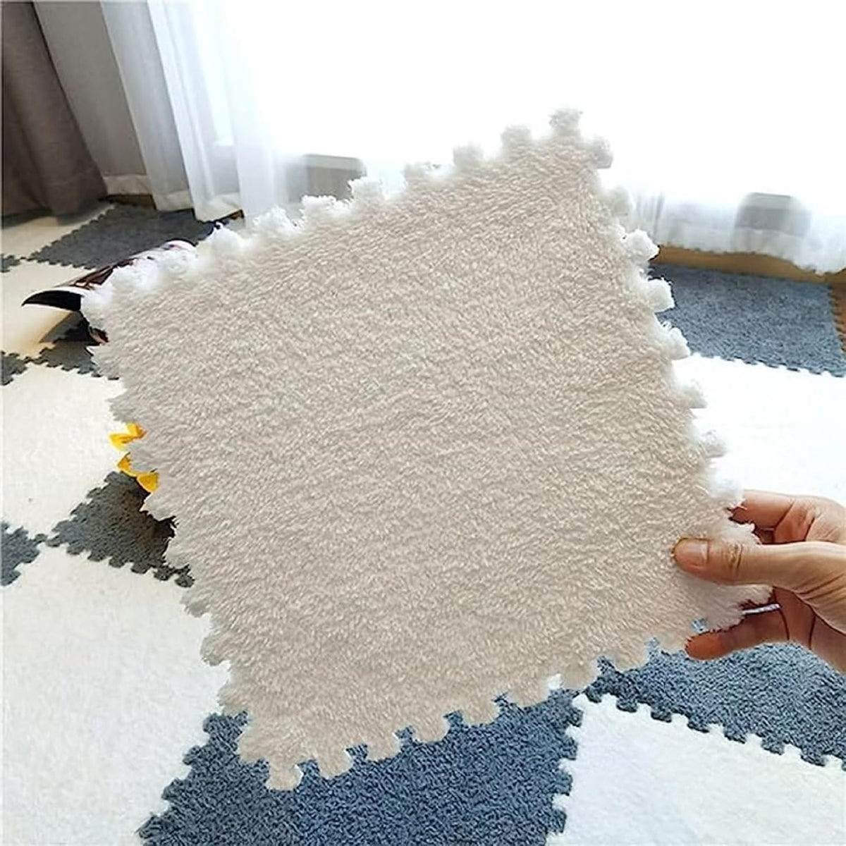 Typutomi 12 piece plush puzzle foam floor mat in rose red and pink interlocking tiles - view 13