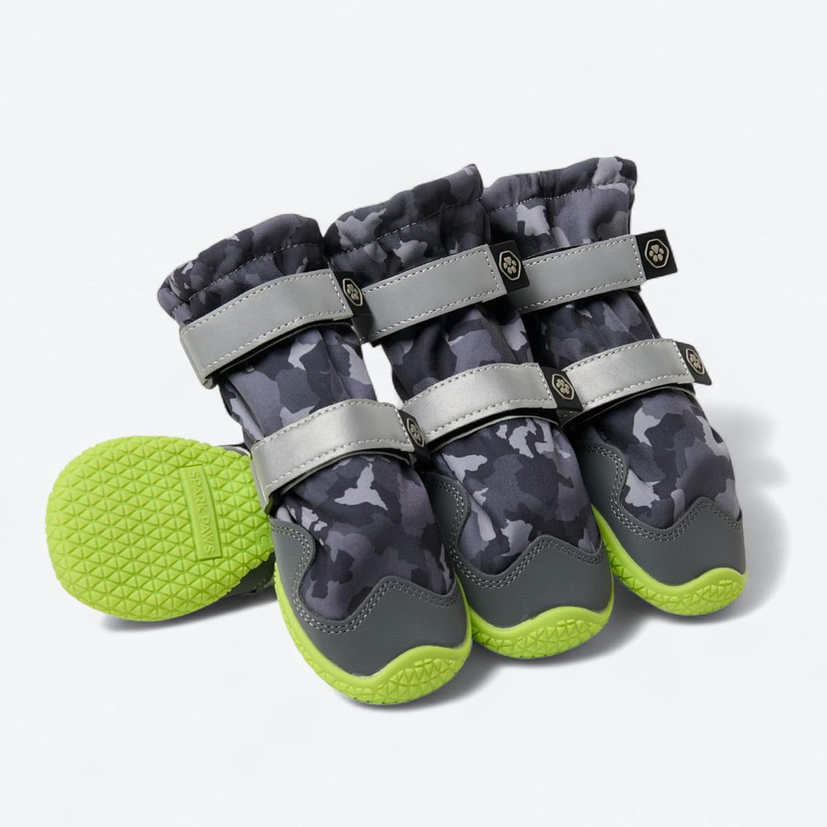 Spark Paws Dog Winter Boots, Waterproof Snow Booties - Gray Camo / Size 1: 1.6"x2.2"(W*L) (Pack of 4)