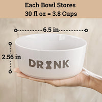 Ceramic Dog Bowl Set of 2 with Anti-Skid Base, 5.5"W x 2"H - Medium 6.5" / Gray - image 2