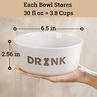 Ceramic Dog Bowl Set of 2 with Anti-Skid Base - 6.5" Wide x 2.5" Tall Ceramic Dog Bowls Medium Sized Dogs - 3.8 Cup Capacity Food and Water Bowls for Dogs - Rubber Bottom Pet Bowl Set of 2 Medium Size
