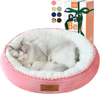 Zerbuger 20in Pink Round Dog Bed Sofa for Dogs Cats - Pink / Small