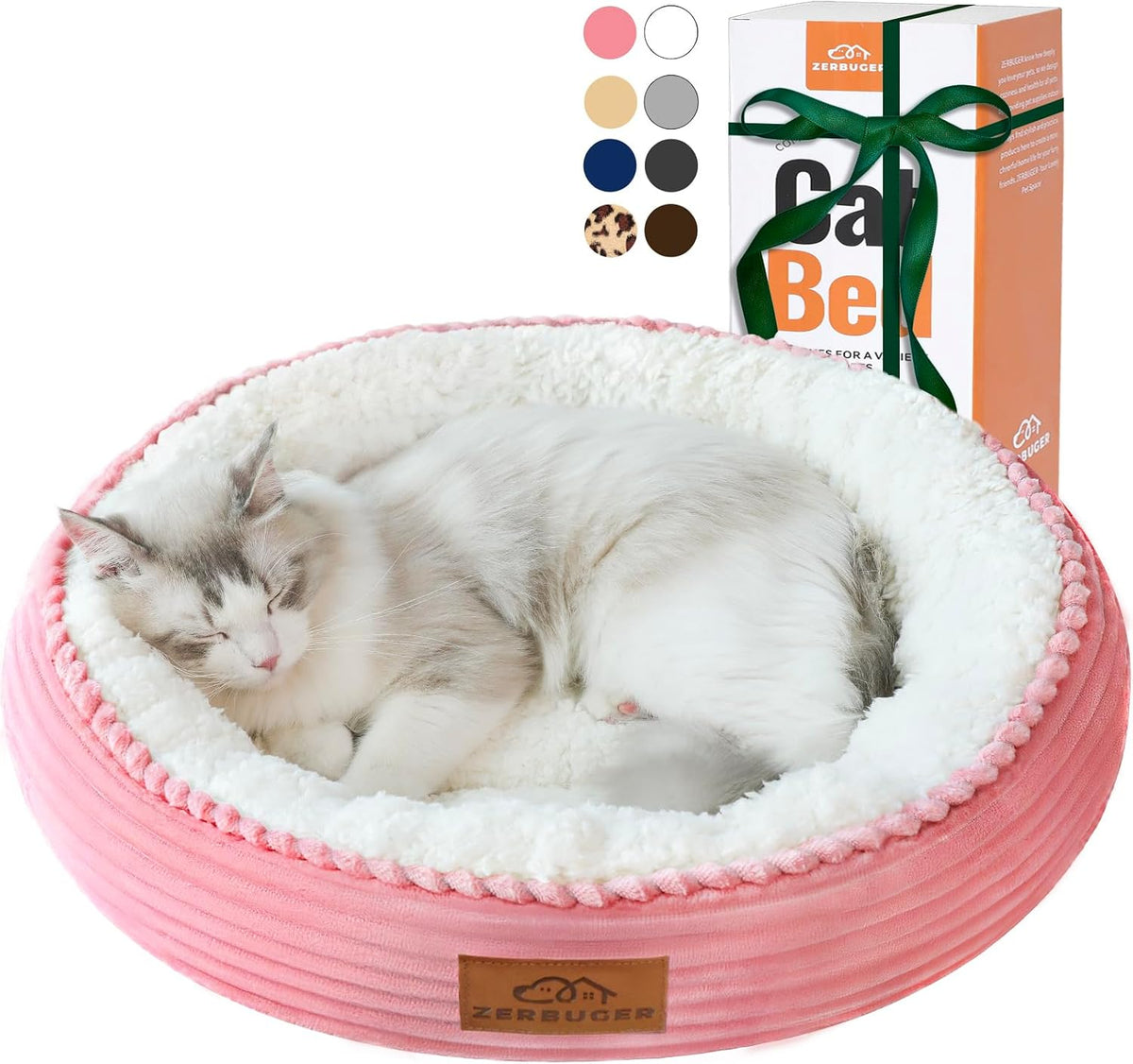 Zerbuger 20in Pink Round Dog Bed Sofa for Dogs Cats - Pink / Small