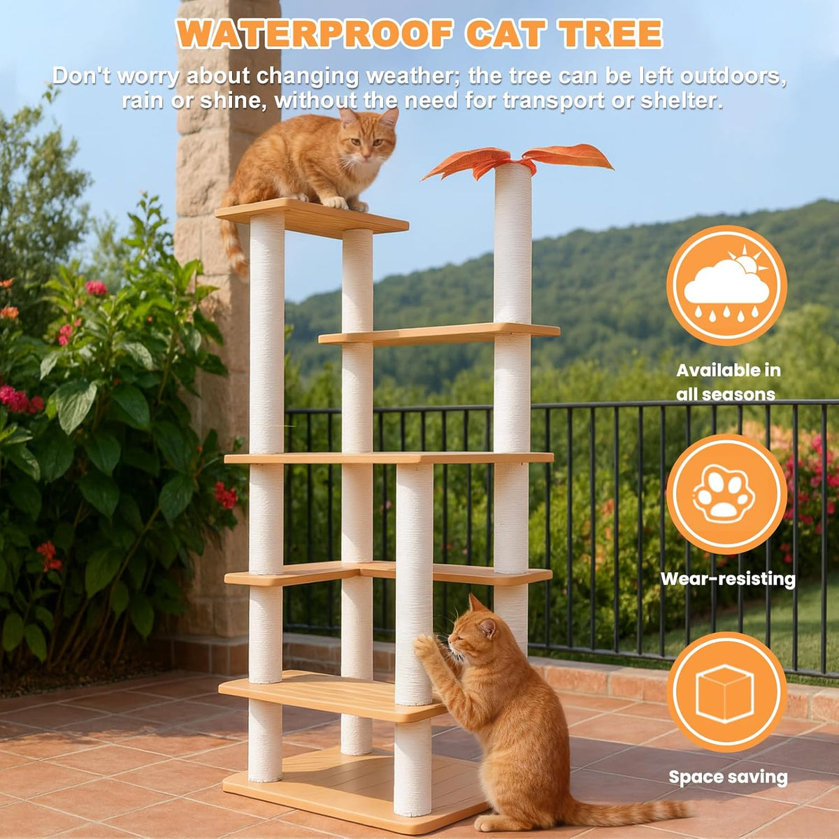 46in 5-Level Cat Tree,Indoor&Outdoor Large Cat Tower with Scratching Posts – Essentials for Cats - CTT-1 - image 4