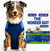 Surgi Snuggly dog surgery recovery suit with adjustable back panel