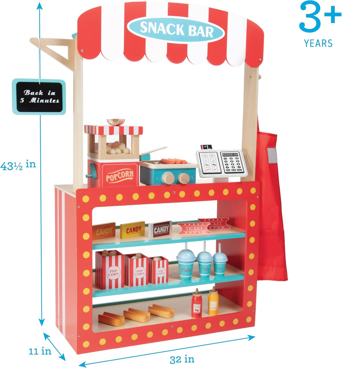 Svan wooden movie theatre snack bar playset with popcorn machine, hot dog roller and sodas - view 3