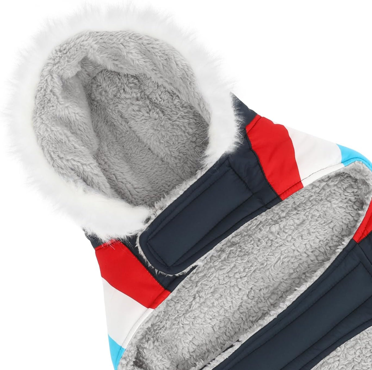 HDE Dog Puffer Jacket Fleece Lined Winter Coat & Harness Hole NVY - Medium / Patriotic - image 4
